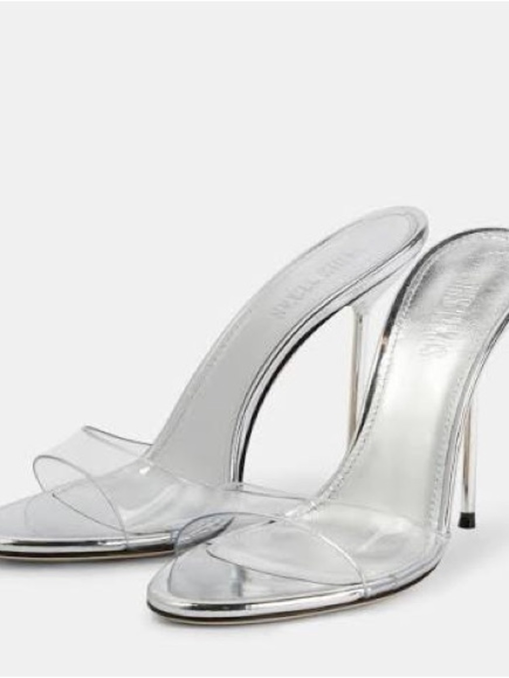 Paris Texas Silver Clear PVC Stiletto Slides